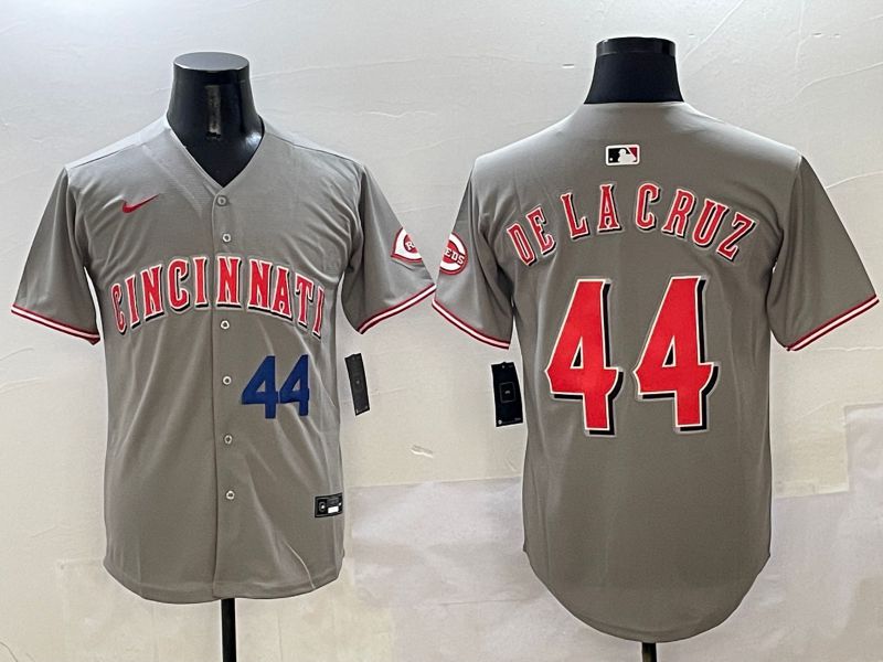 Men Cincinnati Reds 44 Delacruz Grey Game Nike 2025 MLB Jersey style 3
